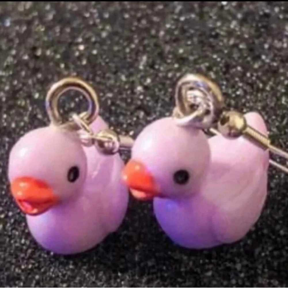 Purple Rubber Duck Dangle Earrings